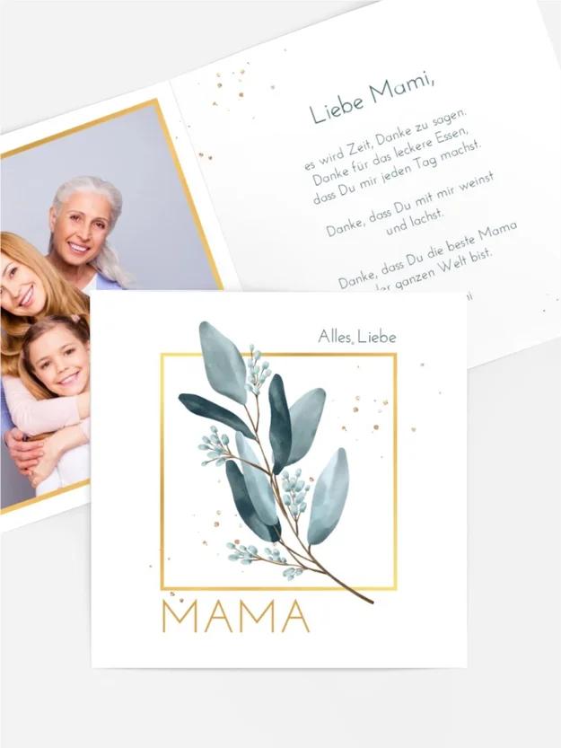 Grußkarte zum Muttertag Blauer Zweig