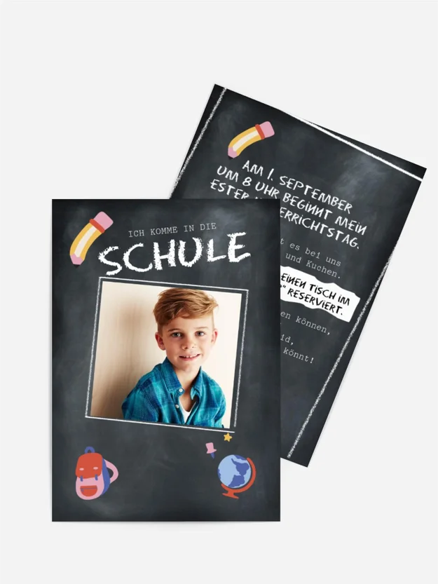 Einladungskarte Einschulung Kreideschrift