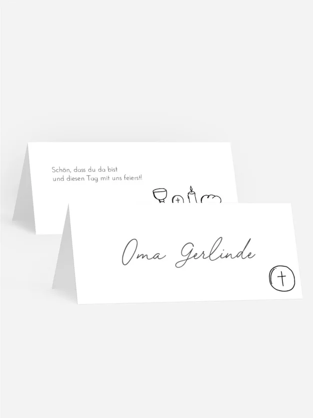 Tischkarte Konfirmation einfache Linien