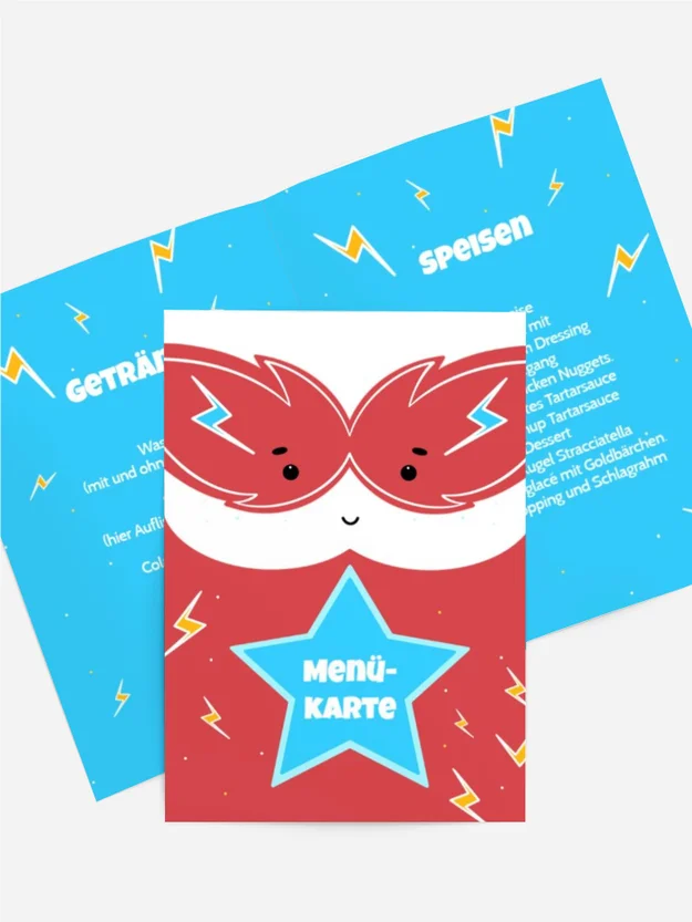 Menükarte Geburtstag Superheld