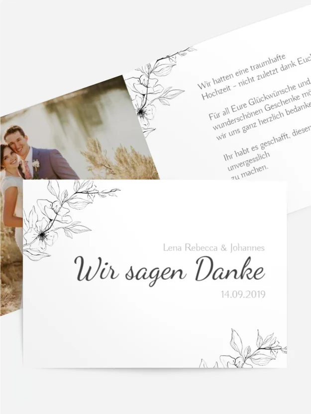 Dankeskarte Hochzeit "Geheimer Garten"