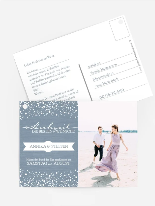 Ballonkarte zur Hochzeit Funkenflug
