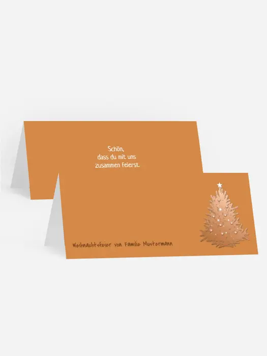 Weihnachtstischkarte geschmückter Baum