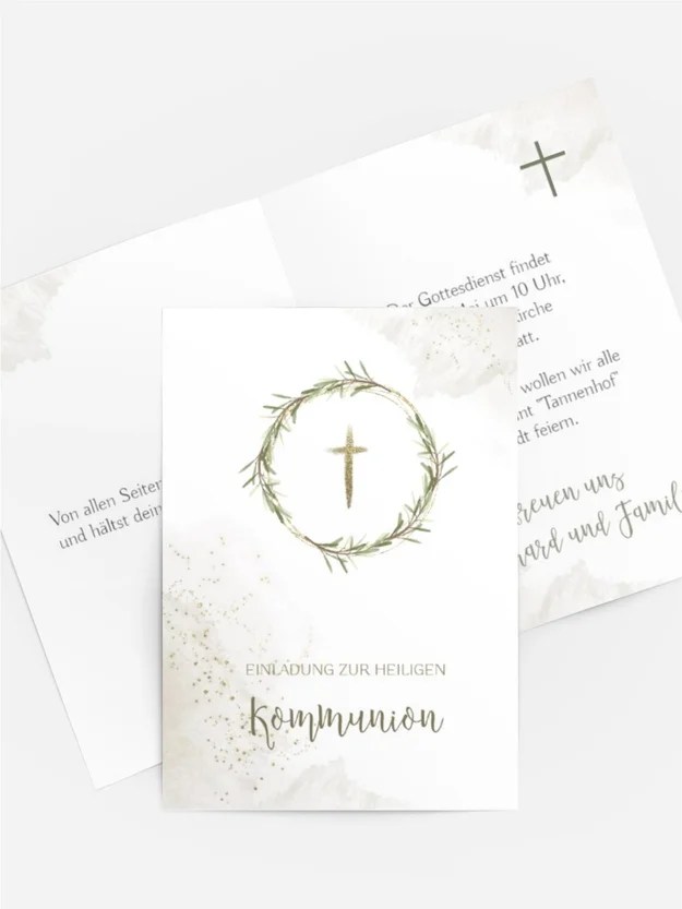 Einladungskarte Kommunion Kräuterkranz