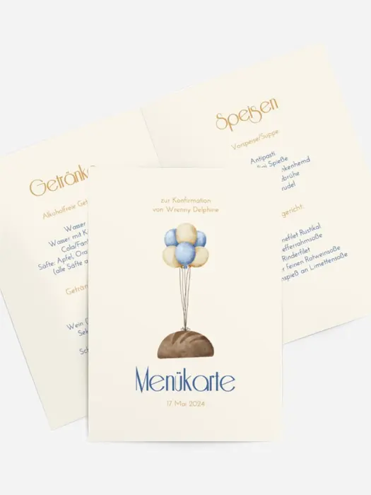 Menükarte Konfirmation  Bälle herum