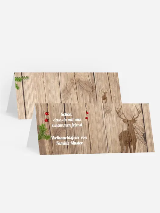 Weihnachts Tischkarte Holztisch