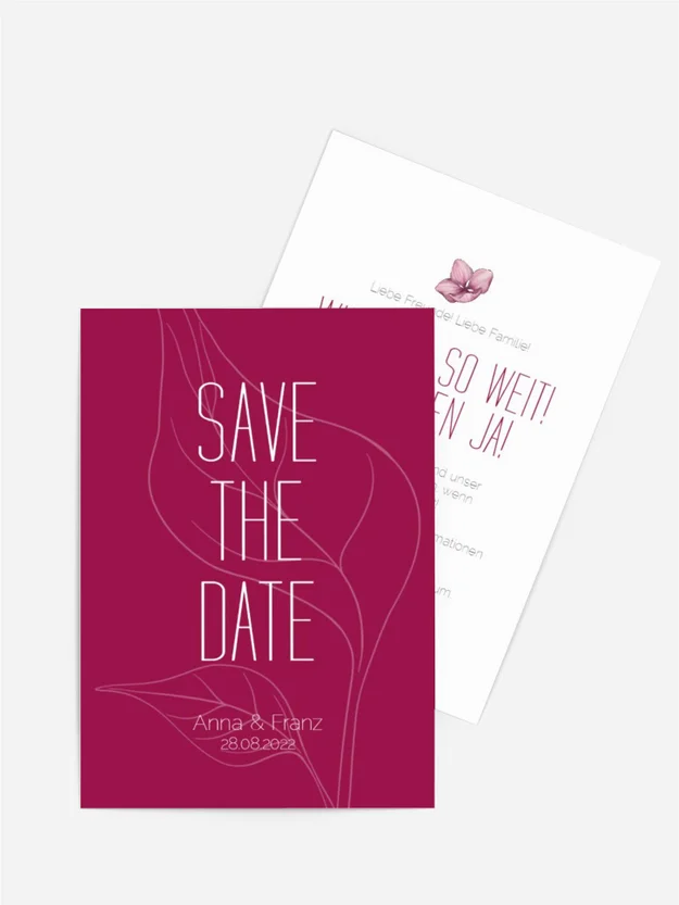 Save-the-Date Karte Lila Hochzeit
