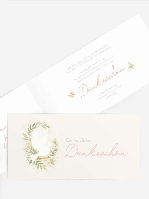 Dankeskarte Firmung Taube auf den Zweigen