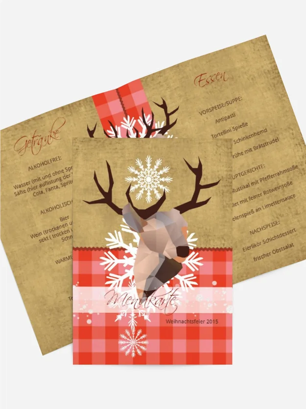Weihnachtsmenükarte Hirschkopf