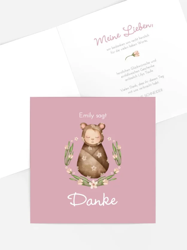 Dankeskarte Taufe Kleine Puppe