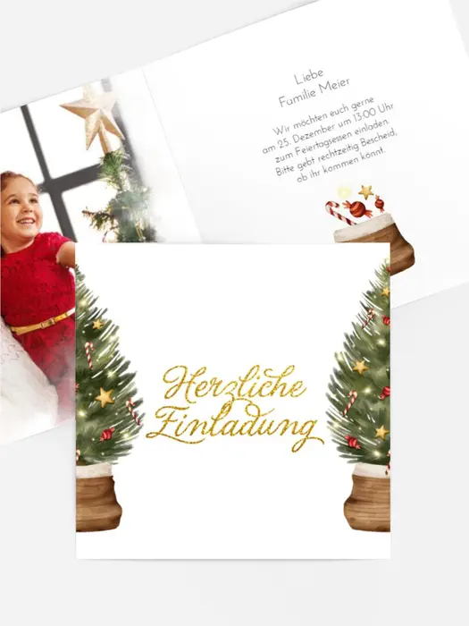 Fotoeinladung Weihnachten Üppiger Weihnachtsbaum