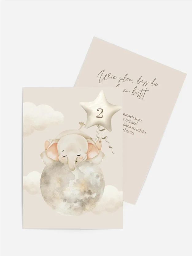 Personalisierbare Geburtstagskarte Elefant