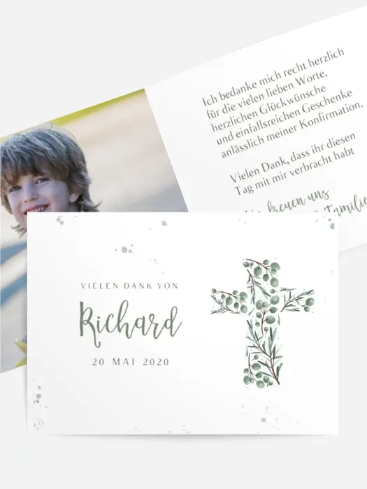 Dankeskarte Konfirmation Rosmarin