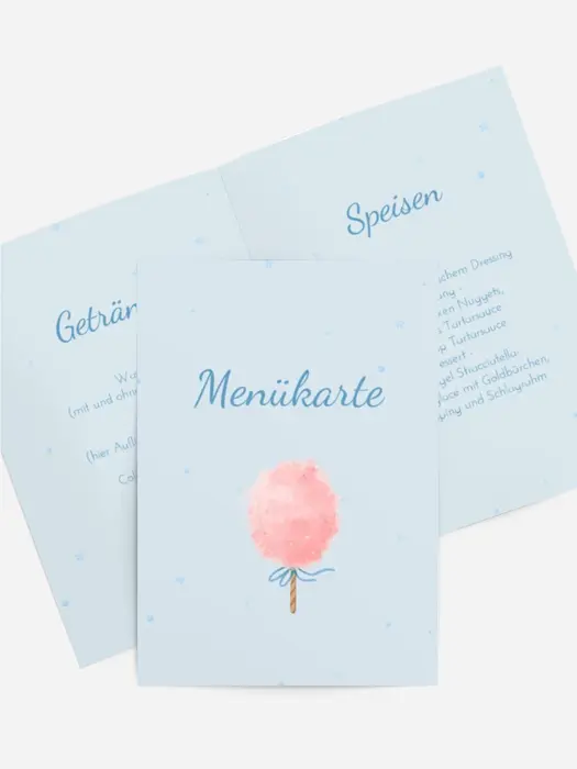 Menükarte Geburtstag Festliche Zuckerwatte