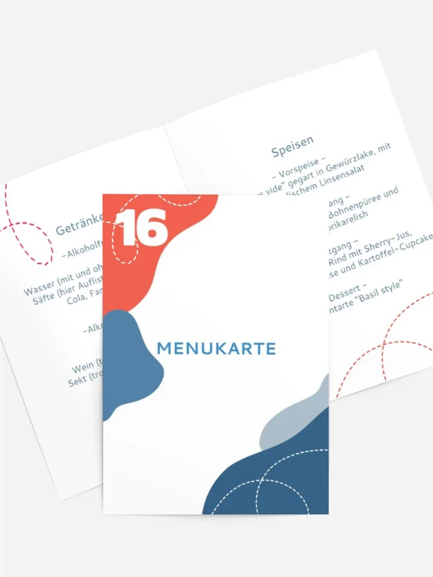 Menükarte Geburtstag gesticheltes Ideal