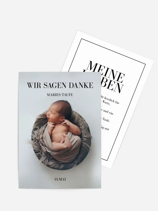 Dankeskarte Taufe Geschenk im Korb