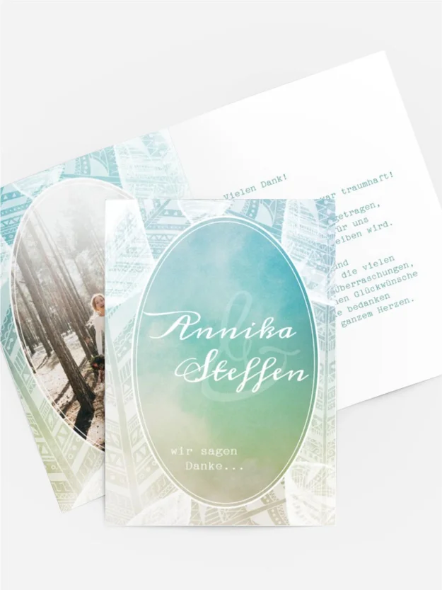 Dankeskarte Hochzeit "Federleicht"