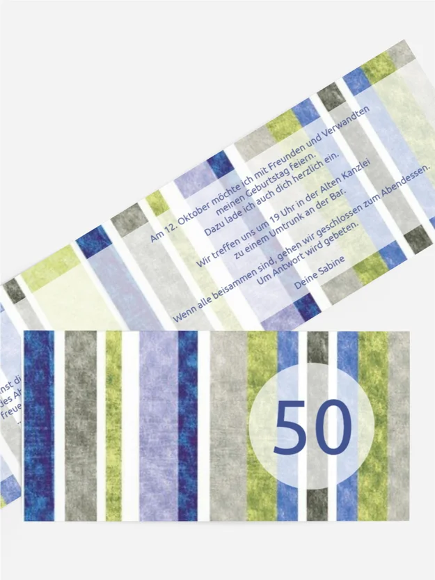 Geburtstagseinladung Gestreift 50 Foto Geburtstagseinladung Gestreift 50 Foto