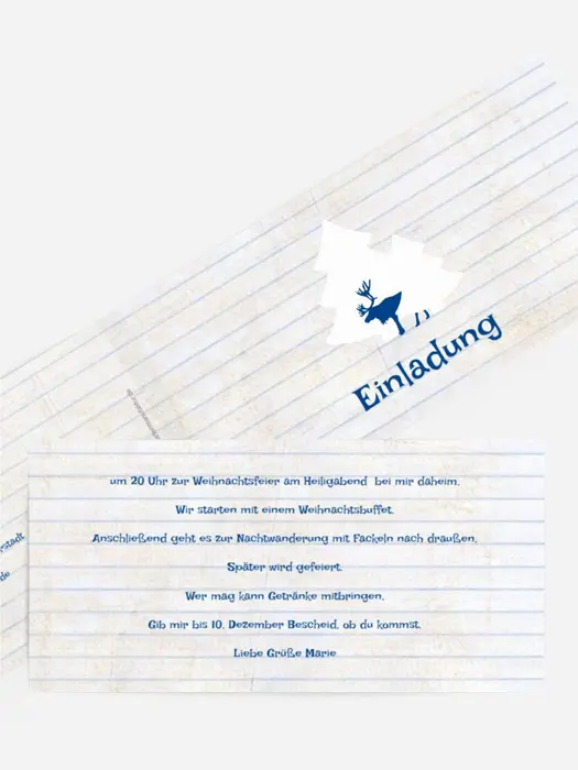 Einladungskarte Weihnachten Privat Elchenwald