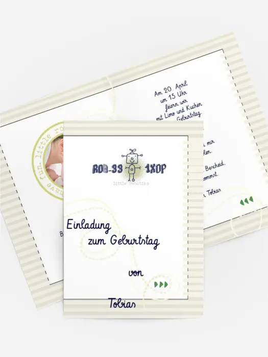 Einladungskarte Geburtstag kleiner Roboter Foto