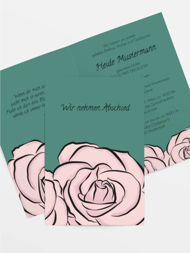 Trauerkarte Rosen hoch