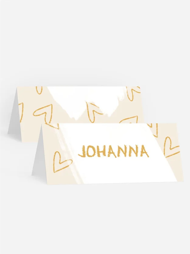 Tischkarte Geburtstag  Minimalistische Herzen