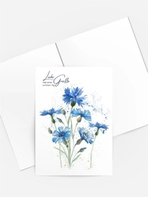 Aquarell-Grußkarte Kornblumen – Liebe Grüße & schöner Tag