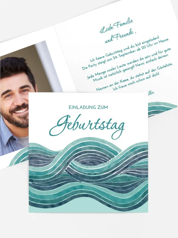 Geburtstagseinladung Wellen