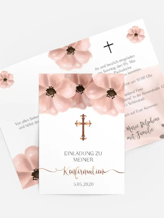 Einladungskarte Konfirmation Blütenzauber