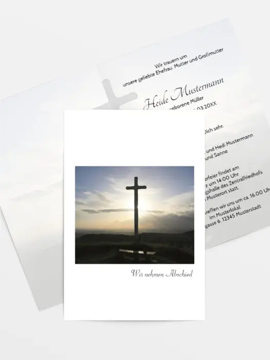 Trauerkarte Kreuz hoch Trauerkarte Kreuz hoch