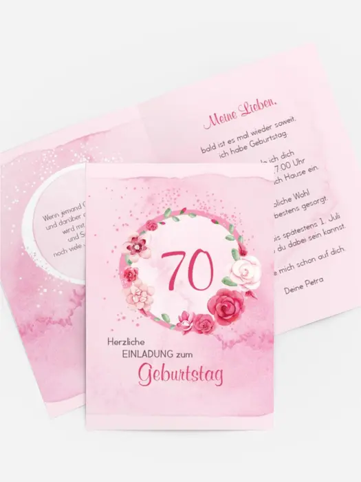 Einladung zum 70. Geburtstag Aquarell Rosen Einladung zum 70. Geburtstag Aquarell Rosen