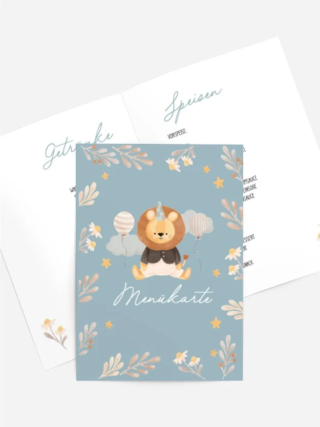Menükarte Taufe Süßes Löwenjunges