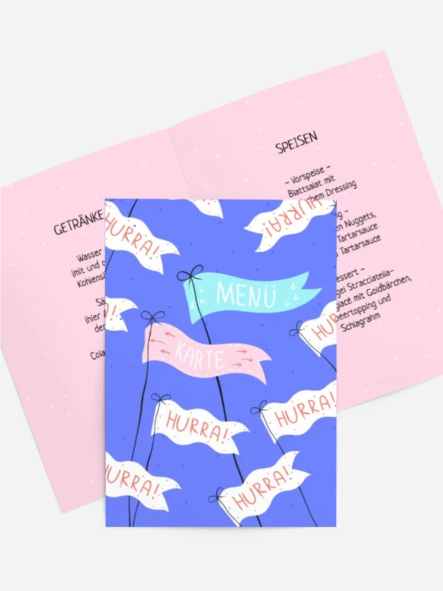 Menükarte Geburtstag Fahnen
