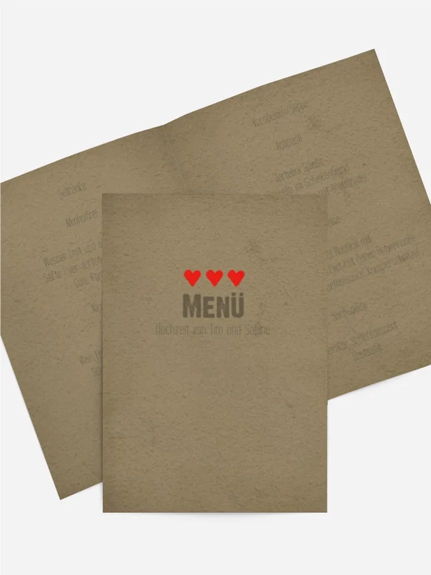 Menükarte Vintage Herzen Menükarte Vintage Herzen