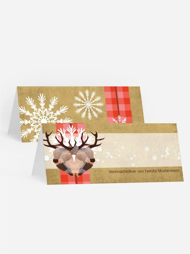 Weihnachtstischkarte Hirschkopf