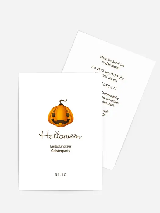 Halloween Einladung Fröhlicher Kürbis