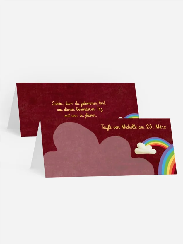 Tischkarte Taufe Regenbogenfantasie