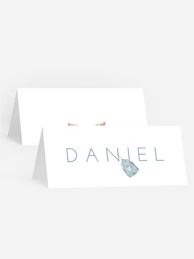 Tischkarte Taufe Stiefel für Neugeborenes