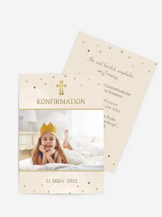 Einladungskarte Konfirmation Goldene Elemente