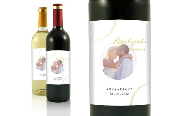 Hochzeit Flaschenetiketten Goldener Kreislauf