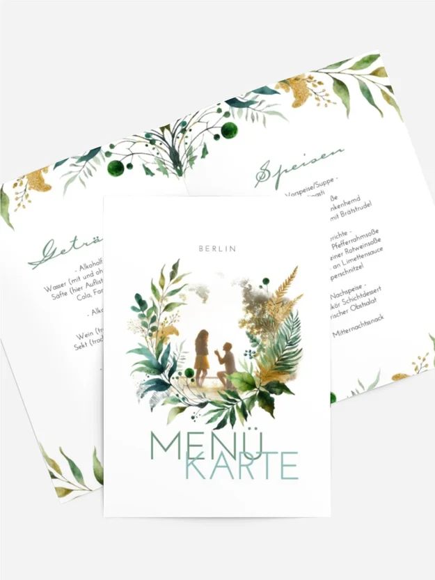 Menükarte Vorschlag in Blättern