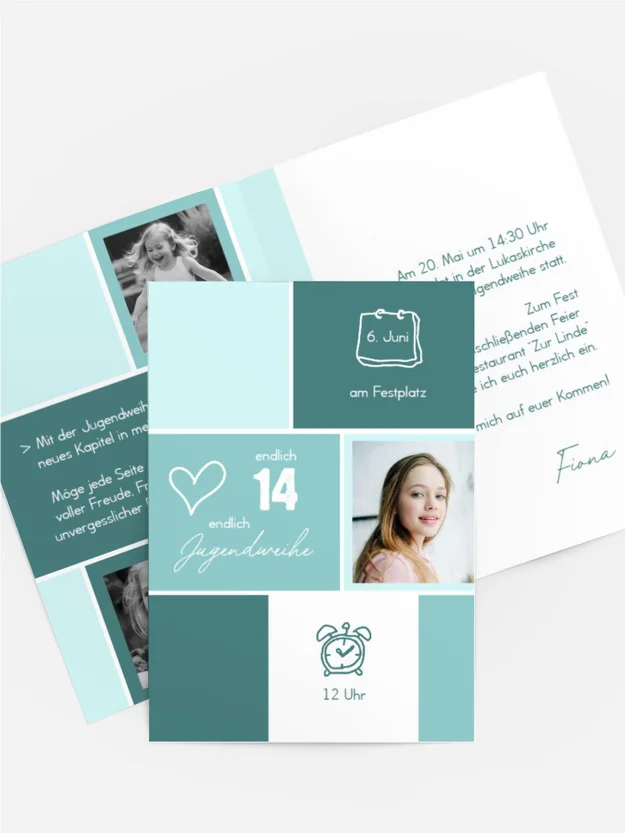 Einladungskarte Jugendweihe Quadratisch