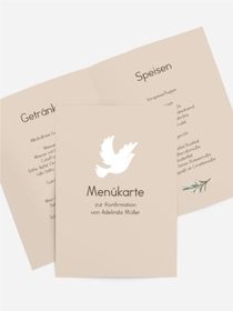 Menükarte Konfirmation Hoffnungstaube