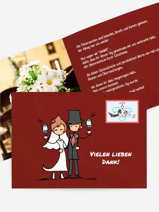 Dankeskarte Hochzeit "Comic Brautpaar"
