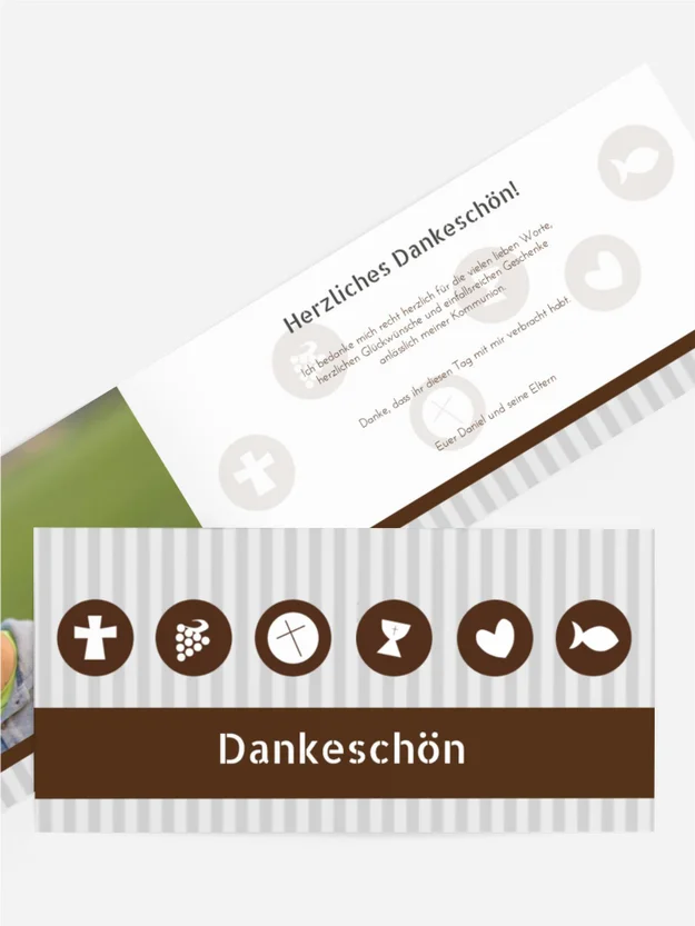 Kommunion Danksagung stripes buttons