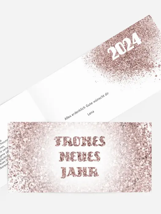 Neujahrskarte Glitterschrift