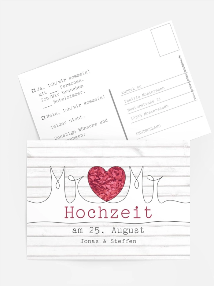 Antwortarte zur Hochzeit Mr+Mr