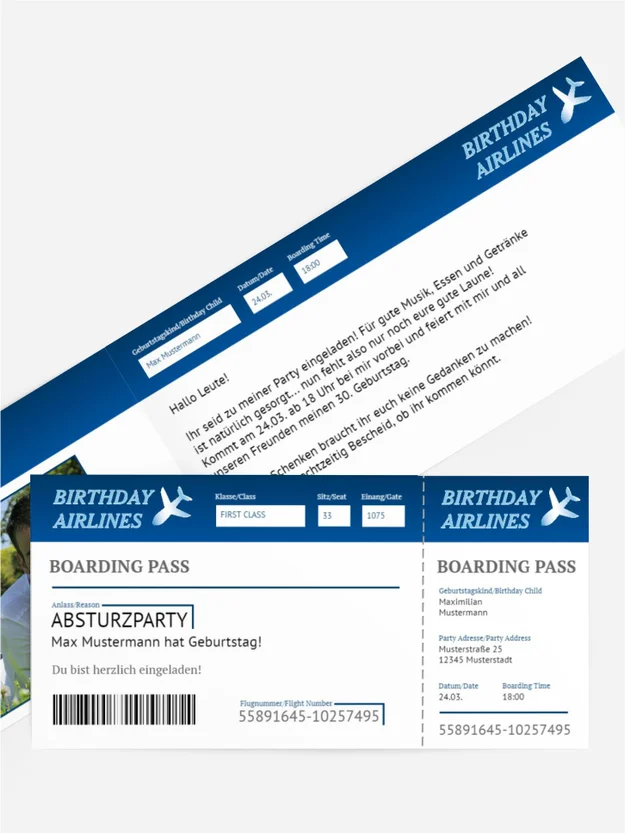Geburtstagseinladung Absturzparty Foto