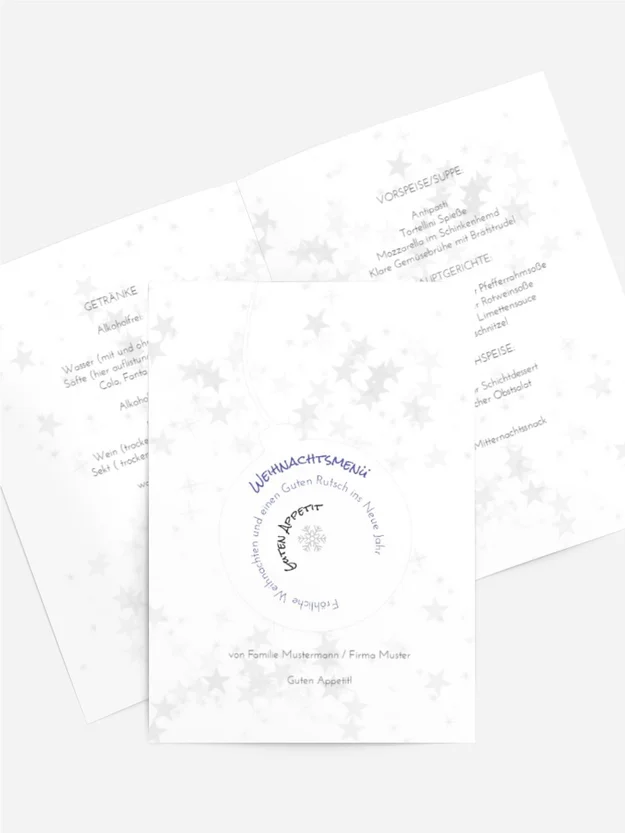 Menükarte Schriftkugel