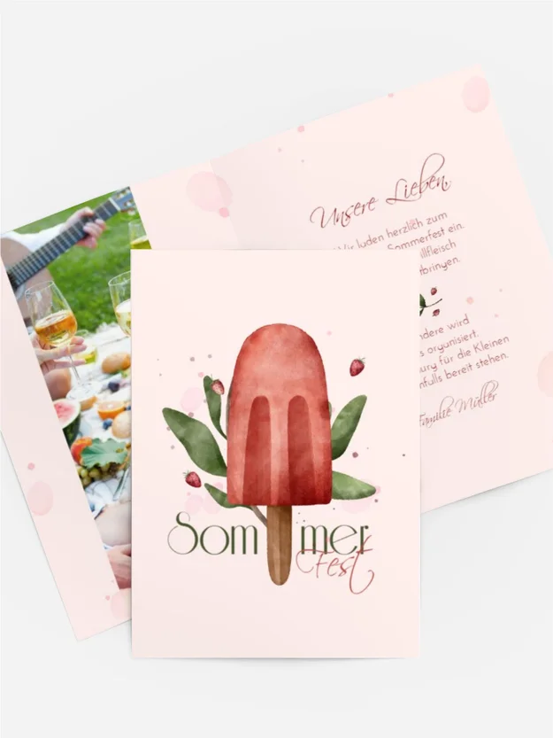 Sommerfest Einladung Erdbeereis